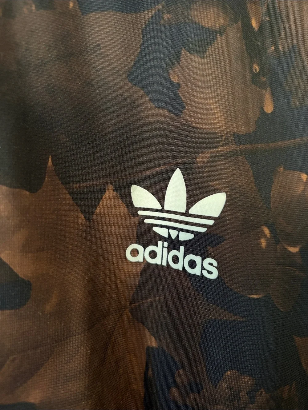 adidas Men’s Brown Leaf-Print Bomber Jacket